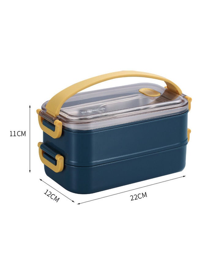 SMILEE - Bento Lunch Box With Divider 22x11x12 cm Stainless Steel Blue 1600ml - Image 1