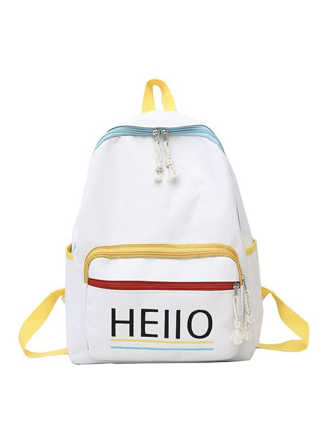بيوينتي حقيبة ظهر مزينة بطبعة كلمة "Hello" - مقاس 37 بوصة أبيض/ أصفر/ أسود  - Image 1