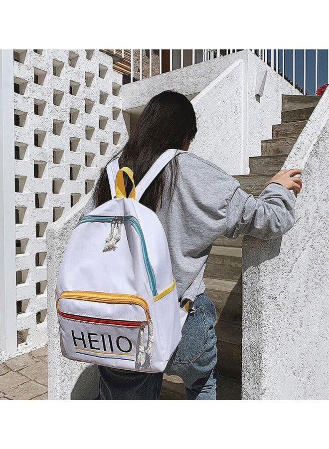 بيوينتي حقيبة ظهر مزينة بطبعة كلمة "Hello" - مقاس 37 بوصة أبيض/ أصفر/ أسود  - Image 2
