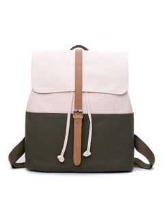 Colourblock Drawstring Detail Backpack 13.78 inch Green/Pink/Brown