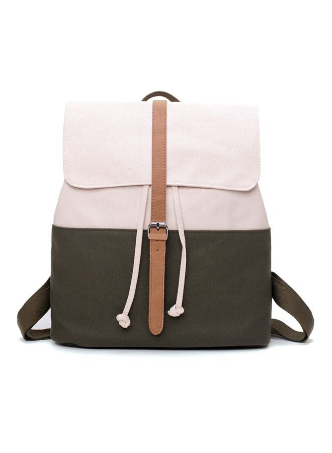 Beauenty - Colourblock Drawstring Detail Backpack 13.78 inch Green/Pink/Brown - Image 1