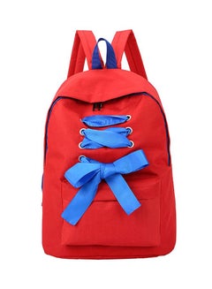 Bow Knot Detail Backpack 16.9x12.2x5.9 Inches Red/Blue - v1606120353/N33684951A_1