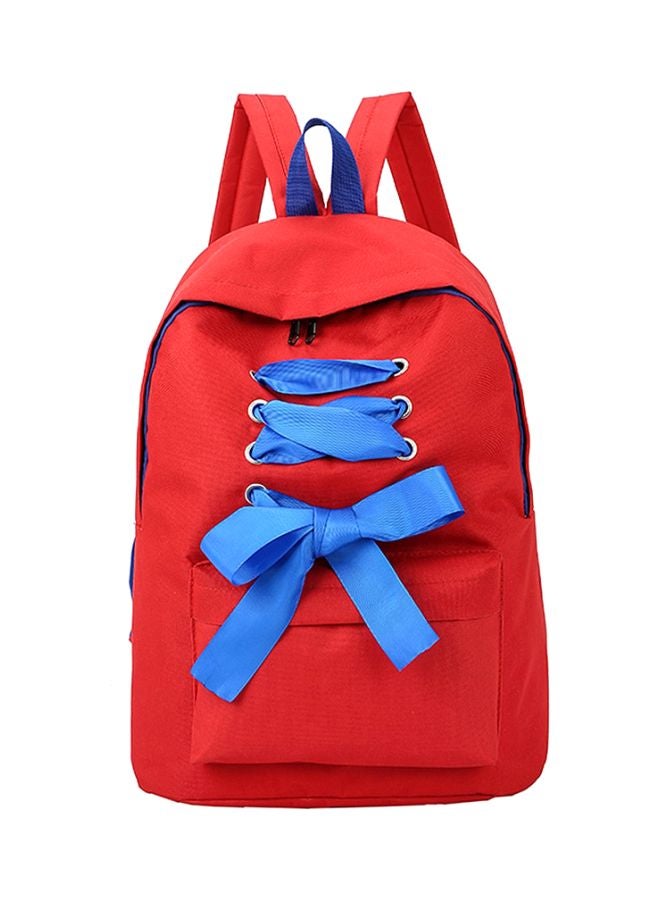 Bow Knot Detail Backpack 16.9x12.2x5.9 Inches Red/Blue