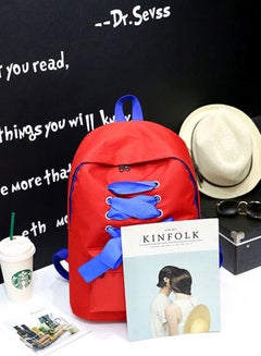 Bow Knot Detail Backpack 16.9x12.2x5.9 Inches Red/Blue - v1606120353/N33684951A_2