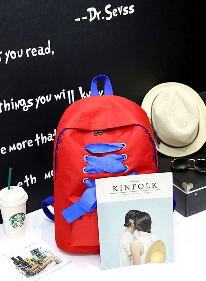Bow Knot Detail Backpack 16.9x12.2x5.9 Inches Red/Blue