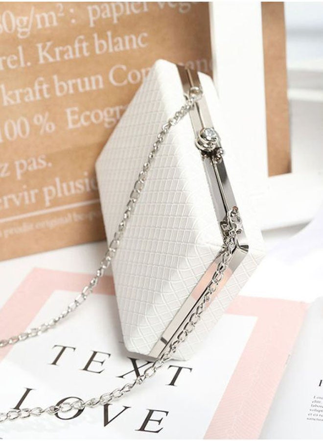 Beauenty - Checked Pattern Clutch Bag White/Silver - Image 1