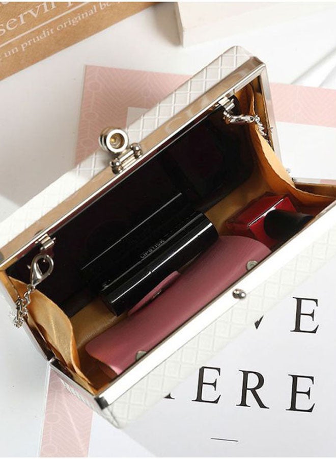 Beauenty - Checked Pattern Clutch Bag White/Silver - Image 1