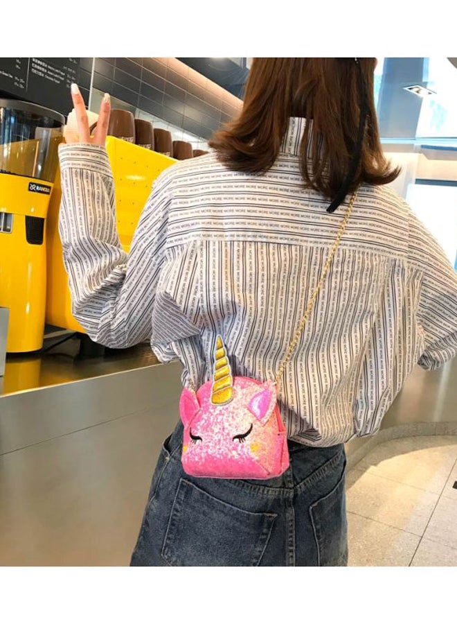 Beauenty Unicorn Design Crossbody Bag Pink/Gold  - Image 2