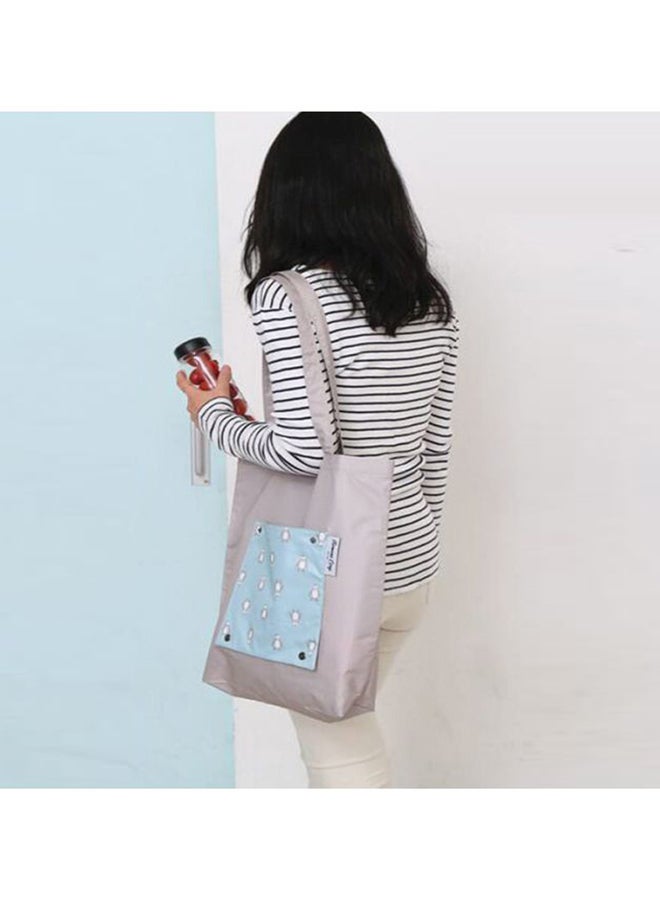 Cartoon Printed Waterproof Tote Grey/Blue/White