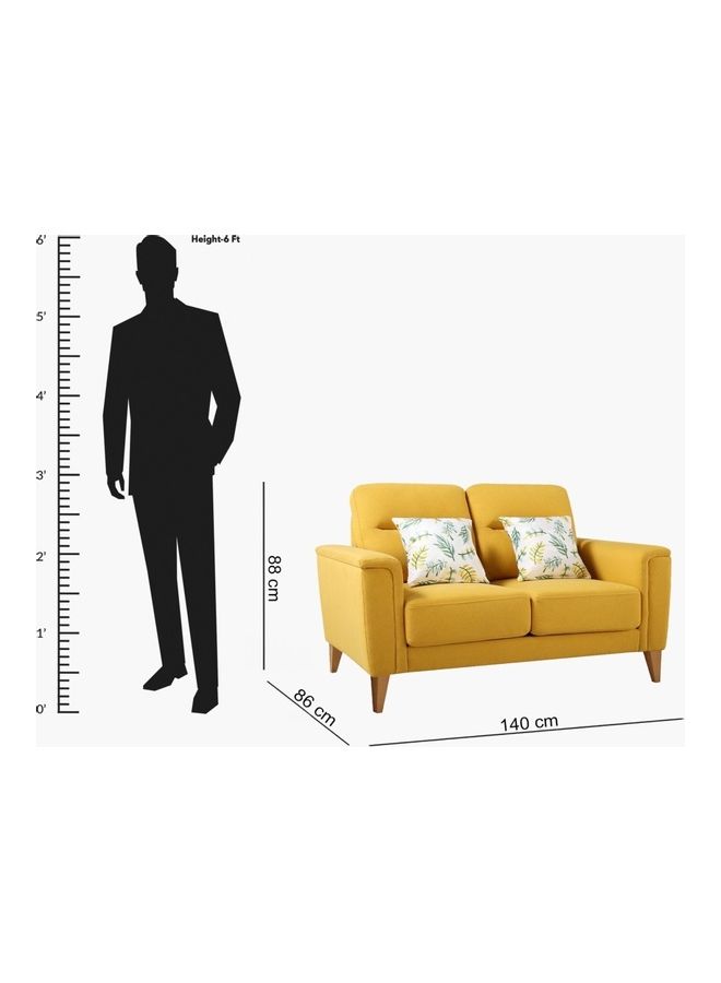 Home Box - Lima 2-Seater Sofa With 2-Cushions Yellow 86x140cm - Image 1