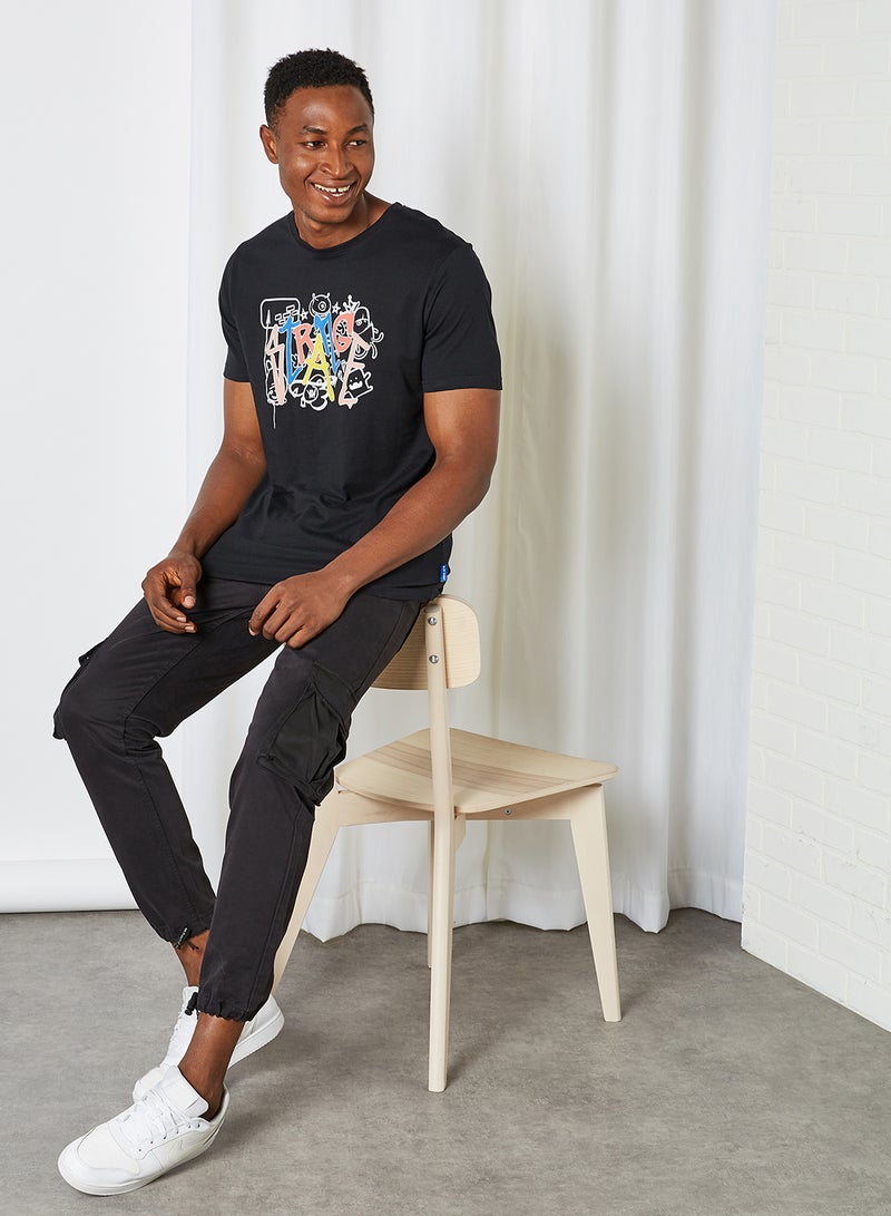 Blue Saint - Front Graphic T-Shirt Black - Image 1
