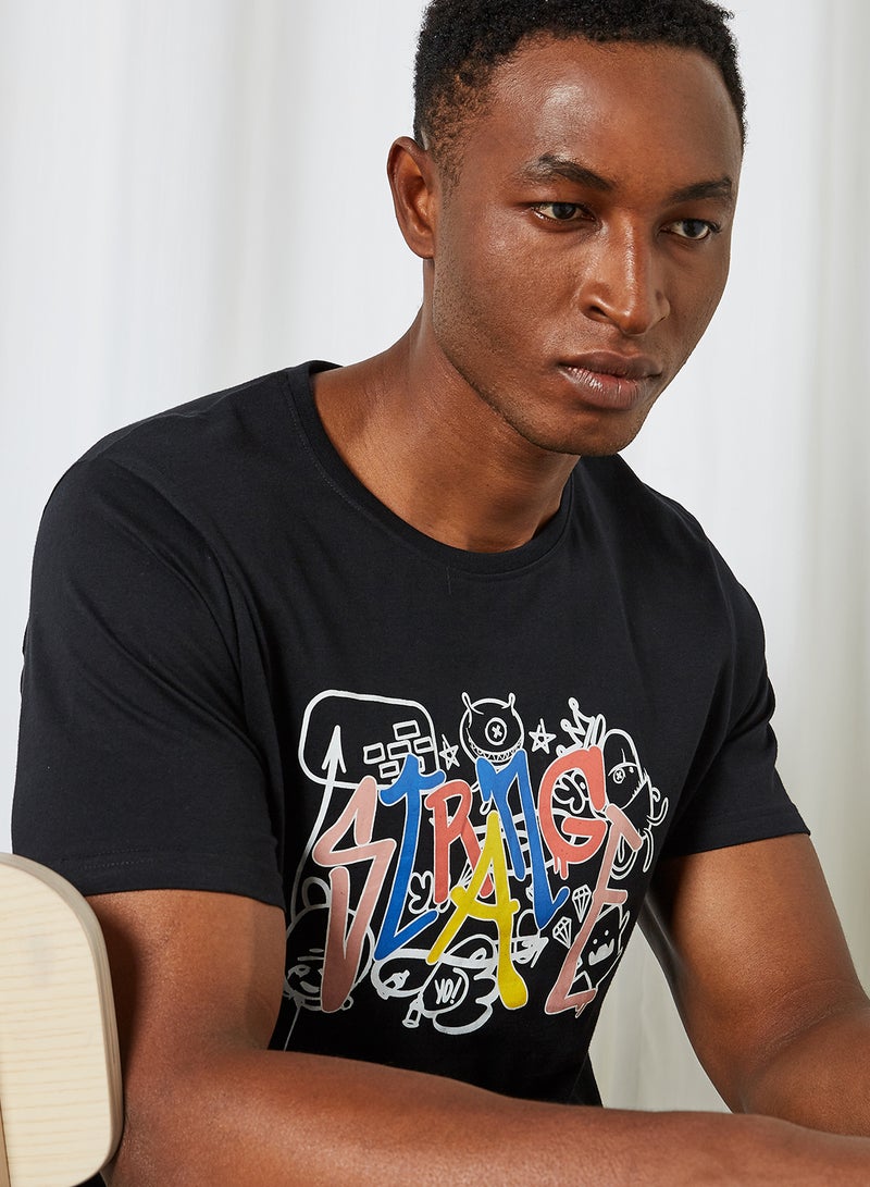 Blue Saint - Front Graphic T-Shirt Black - Image 1