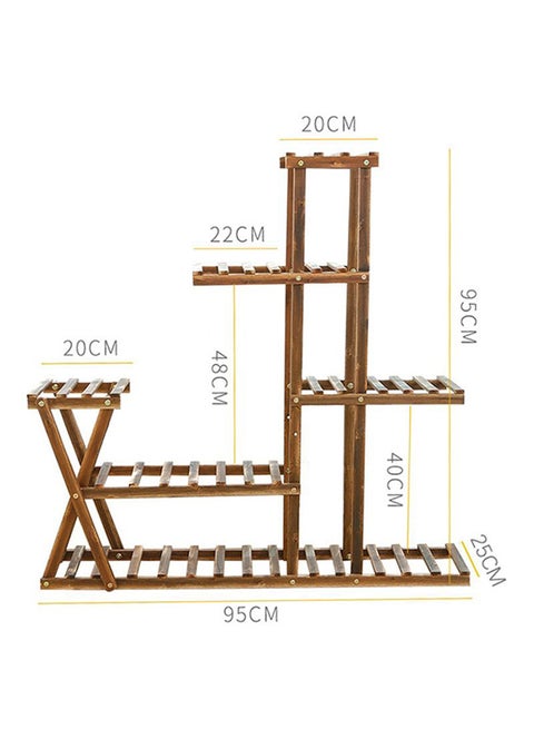 Ling Wei Flower Shelf Storage Indoor And Outdoor Solid Wood Multi-Layer Balcony Decoration Floor-Standing For Living Room Brown 95 x 95 x 25cm