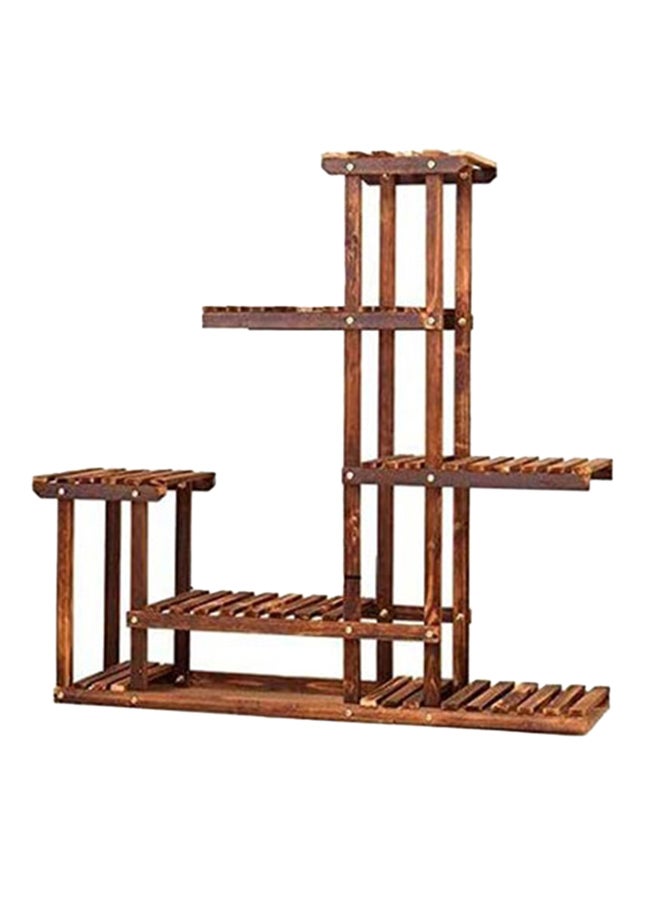 Generic Ling Wei Flower Shelf Storage Indoor And Outdoor Solid Wood Multi-Layer Balcony Decoration Floor-Standing For Living Room Brown 98 x 98 x 25cm 