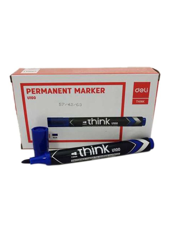 Deli 12-Piece Permanent Marker Blue