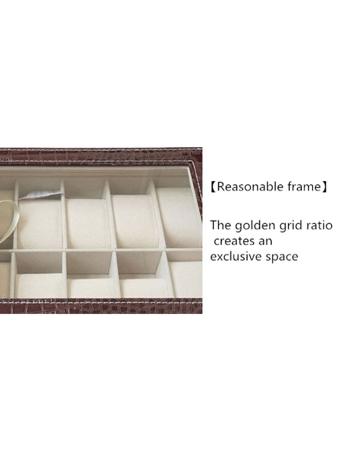 بيوينتي حافظة من الجلد الصناعي بنمط حراشف السمك مع صندوق تخزين للساعات من الخشب مكون من 10 فتحات ومزود بقفل من كلمة واحدة - Image 2