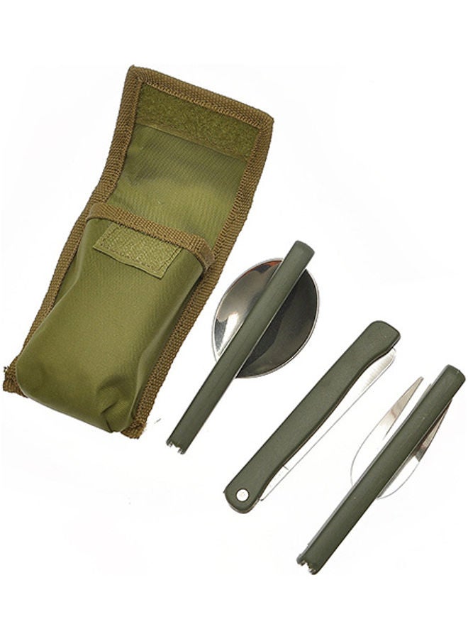 3-Pieces Portable Multifunction Folding Fork Spoon Knife Cutlery Set Silver 20x10x20cm  - Image 2