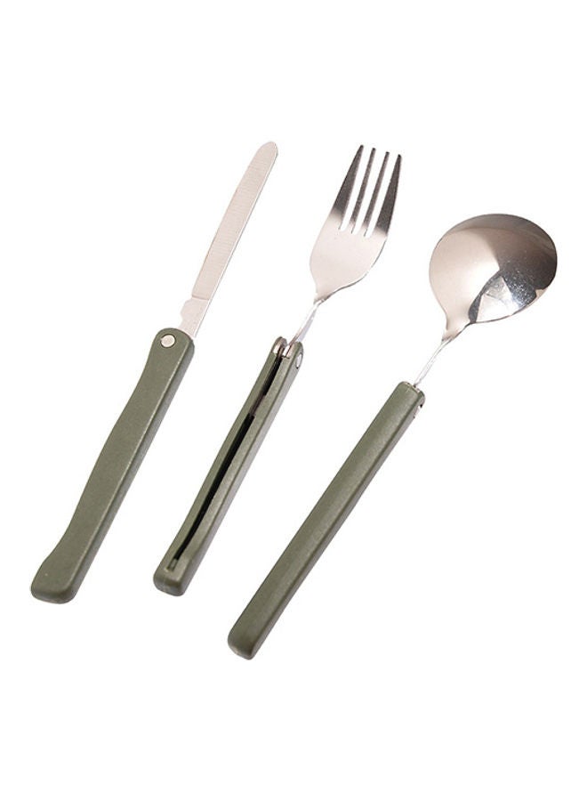 3-Pieces Portable Multifunction Folding Fork Spoon Knife Cutlery Set Silver 20x10x20cm  - Image 3