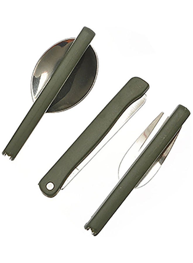 3-Pieces Portable Multifunction Folding Fork Spoon Knife Cutlery Set Silver 20x10x20cm  - Image 4