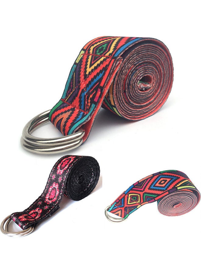 Generic Yoga Stretch Strap Flower Print D-Ring Waist Leg Fitness Exercise Training Belt 20 x 10 x 20cm  - Image 2