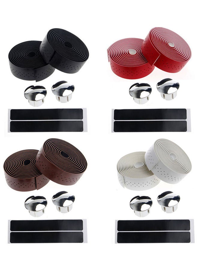 Generic Set Of 2 Bike Handlebar Faux Leather Wrap Strip Tape And Plugs 20x10x20cm - Image 2