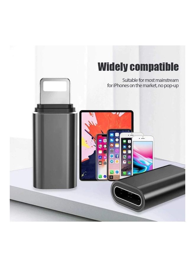 Trands - Trands Type-C to Lightning Adapter for iPhone 12 12 Pro 12 Mini 12 Pro Max 11 11 Pro 11 Pro Max X XS XR XS Max iPad Pro CA359, Grey - Image 1