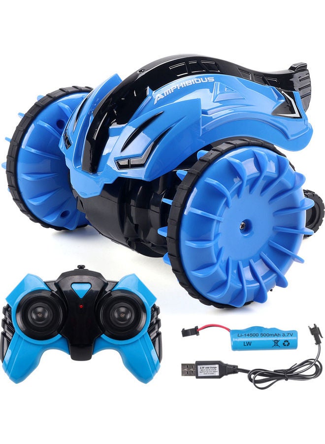 2.4G Amphibious Stunt RC  Rotating And Rolling Toy Car Blue 18 x 16 x 11cm - Image 1