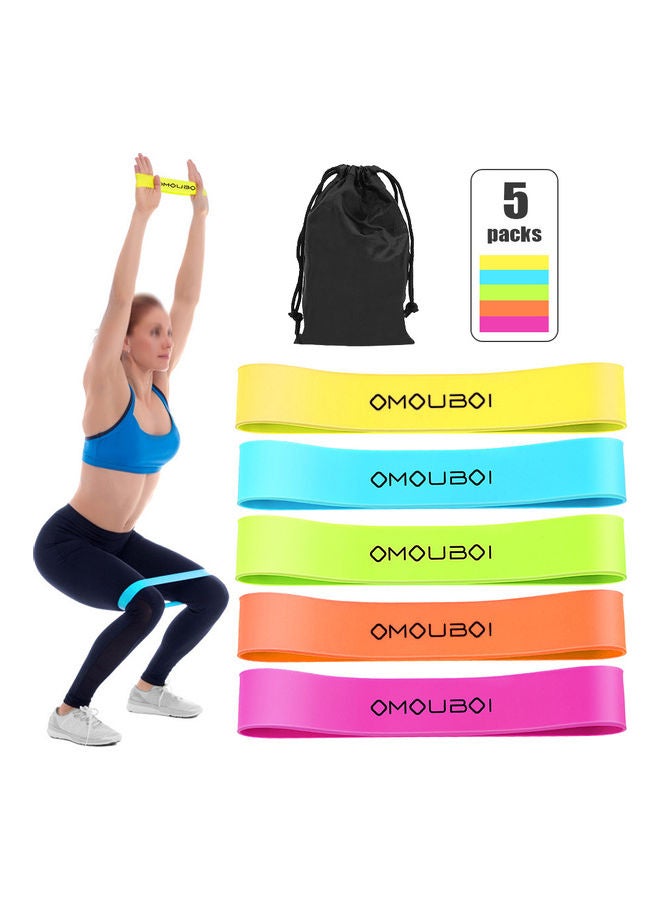 Generic Pack of 5 Resistance Loop Exercise Band With Carry Bag 25 x 2 x 20cm - Image 1