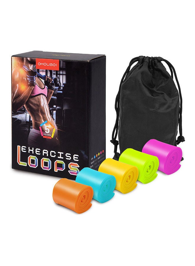 Generic Pack of 5 Resistance Loop Exercise Band With Carry Bag 25 x 2 x 20cm - Image 2