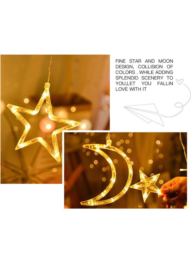 3.5M LED String Fairy Five Pointed Star Shape Curtain Lights Ramadan Gift Beige 350cm