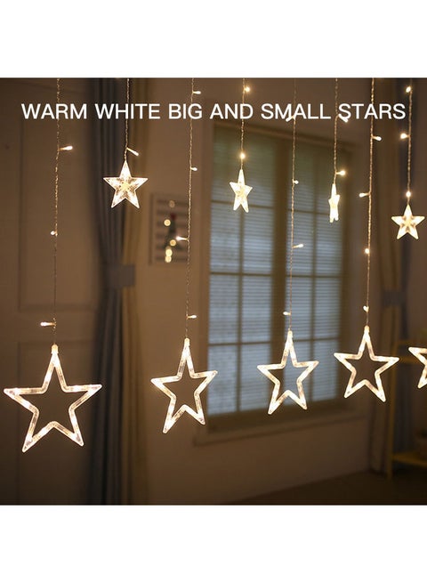 3.5M LED String Fairy Five Pointed Star Shape Curtain Lights Ramadan Gift Beige 350cm