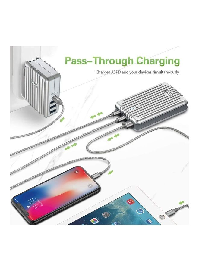 10000.0 mAh Powerbank Bundle With 10000mah A3pd  And 4-port 30w USB-C Wall Charger Black