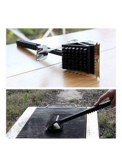 Generic 3 In 1 Long BBQ Grill Stainless Steel Scraper Copper Barbecue Cleaning Brush black 20 x 10 x 20cm  - Image 2