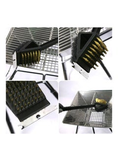Generic 3 In 1 Long BBQ Grill Stainless Steel Scraper Copper Barbecue Cleaning Brush black 20 x 10 x 20cm  - Image 3