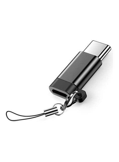 Micro To Type-C Connector Adapter With Keychain For Samsung Galaxy S20, S10 S9 S8 Plus Note 9 8 Apple MacBook TR-CA366 Grey