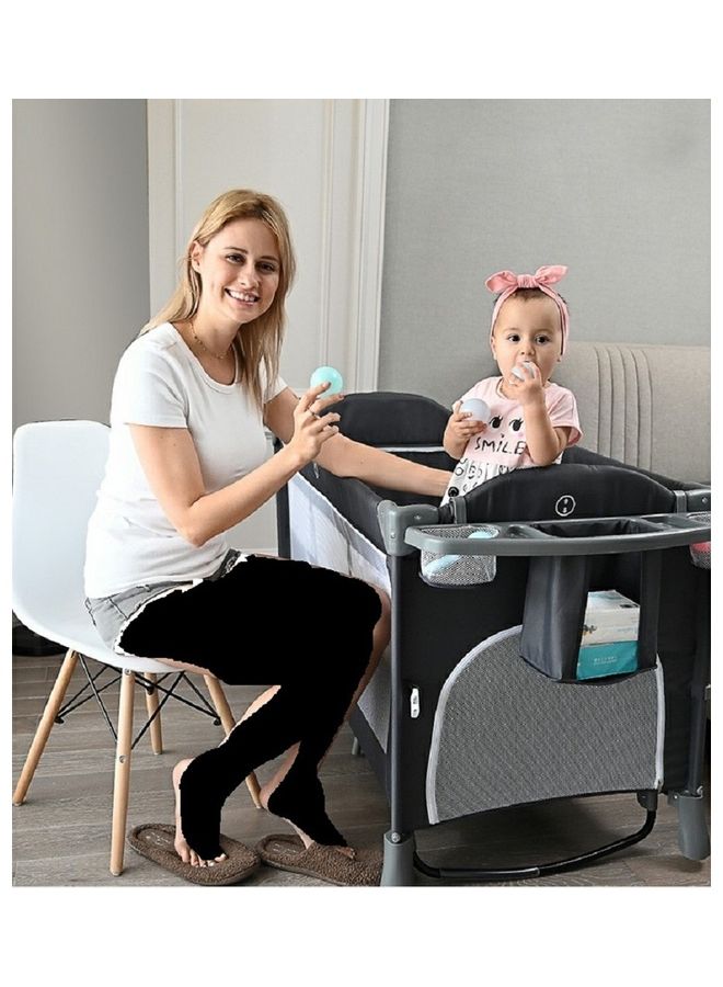Playards Travel Bedside Crib With Comfortable Mattress Removable Wheels Diaper Changing Table Carry Bag And Musical Toys