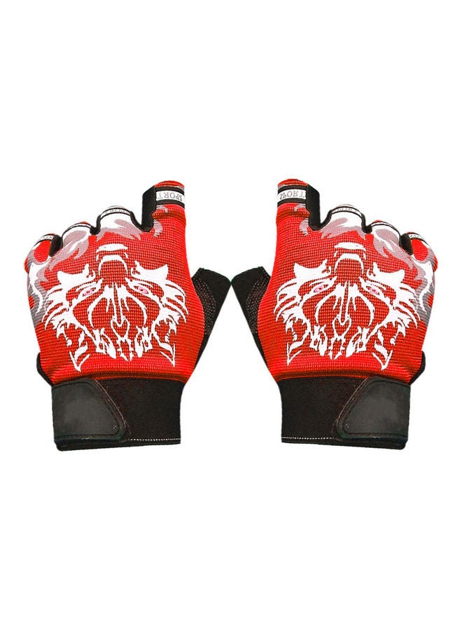 Generic Outdoor Sports Climbing Non-Slip Sun Resistant Wolf Pattern Half-Finger Gloves 20 x 10 x 20cm  - Image 1