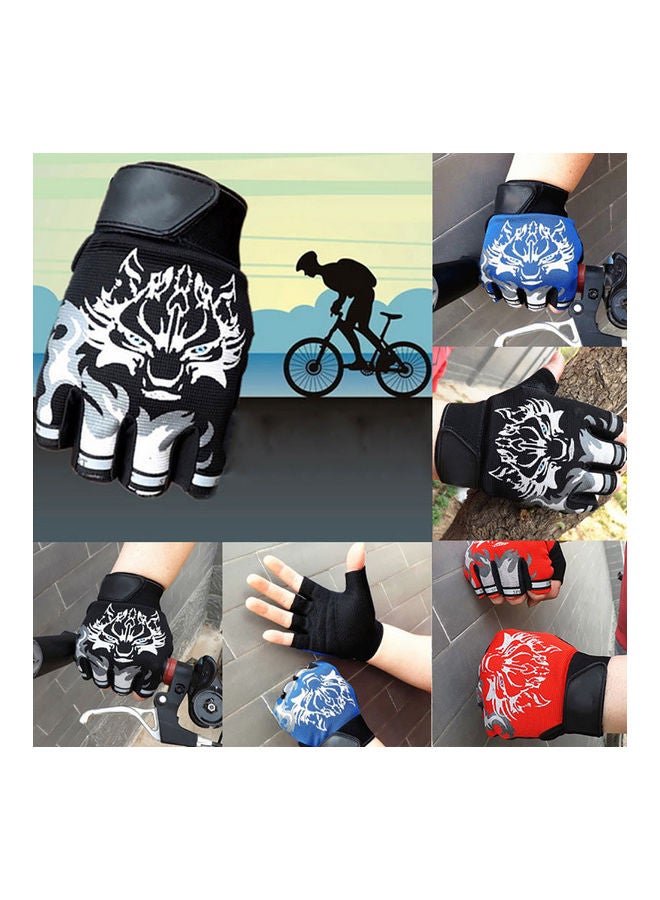 Generic Outdoor Sports Climbing Non-Slip Sun Resistant Wolf Pattern Half-Finger Gloves 20 x 10 x 20cm  - Image 2