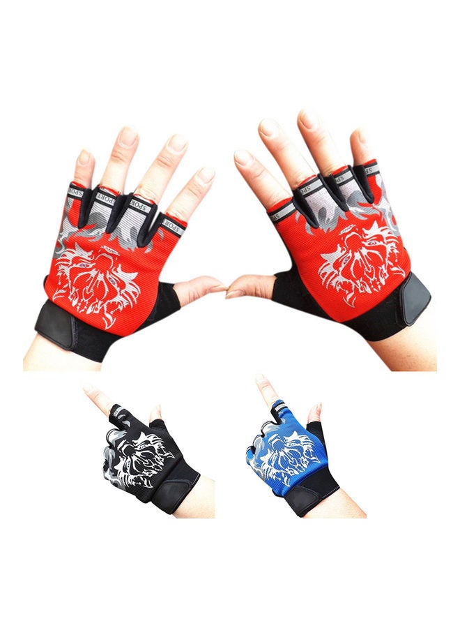 Generic Outdoor Sports Climbing Non-Slip Sun Resistant Wolf Pattern Half-Finger Gloves 20 x 10 x 20cm  - Image 3
