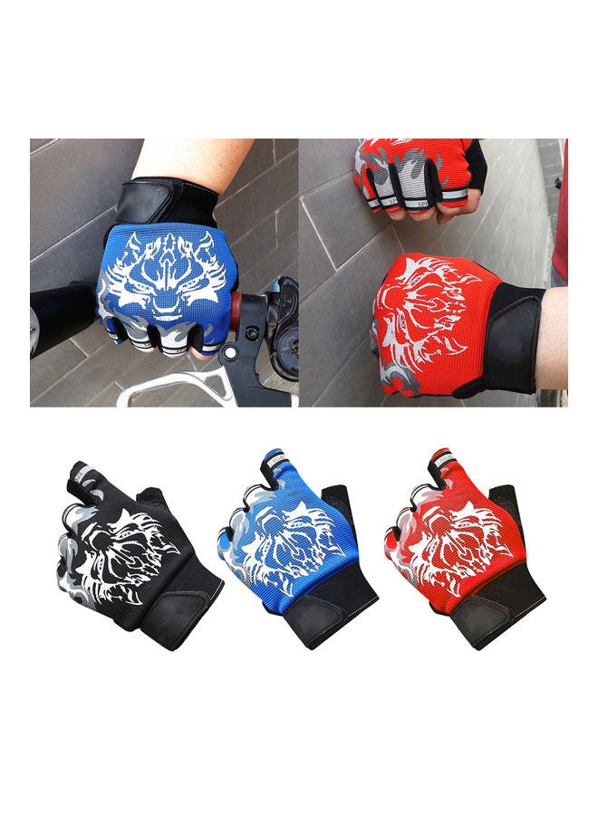 Generic Outdoor Sports Climbing Non-Slip Sun Resistant Wolf Pattern Half-Finger Gloves 20 x 10 x 20cm  - Image 4