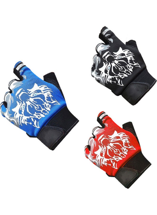 Generic Outdoor Sports Climbing Non-Slip Sun Resistant Wolf Pattern Half-Finger Gloves 20 x 10 x 20cm  - Image 5