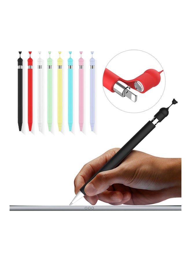 حافظة من السيليكون بتصميم رسومات كرتونية لقلم جهاز أبل من الجيل الأول أسود - Image 5