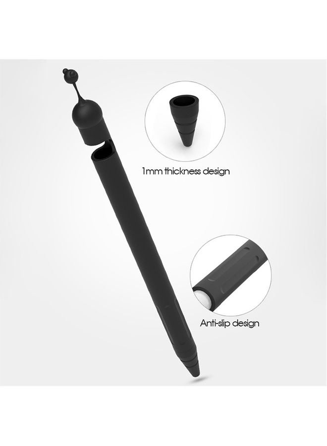 حافظة من السيليكون بتصميم رسومات كرتونية لقلم جهاز أبل من الجيل الأول أسود - Image 3