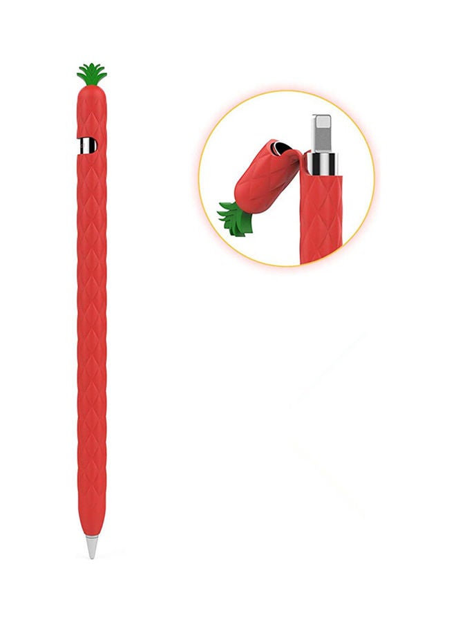 Pineapple Cartoon Silicone Sleeve Case Cover With Apple Pencil 1st  Generation Red - Image 1