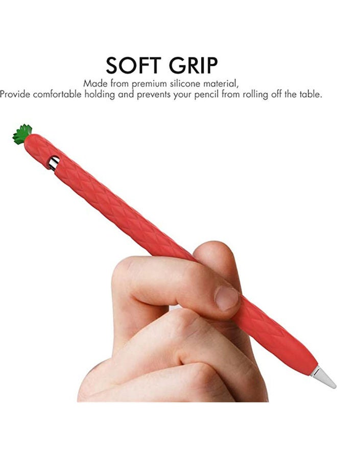 Pineapple Cartoon Silicone Sleeve Case Cover With Apple Pencil 1st  Generation Red - Image 3