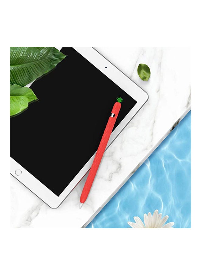 Pineapple Cartoon Silicone Sleeve Case Cover With Apple Pencil 1st  Generation Red - Image 4