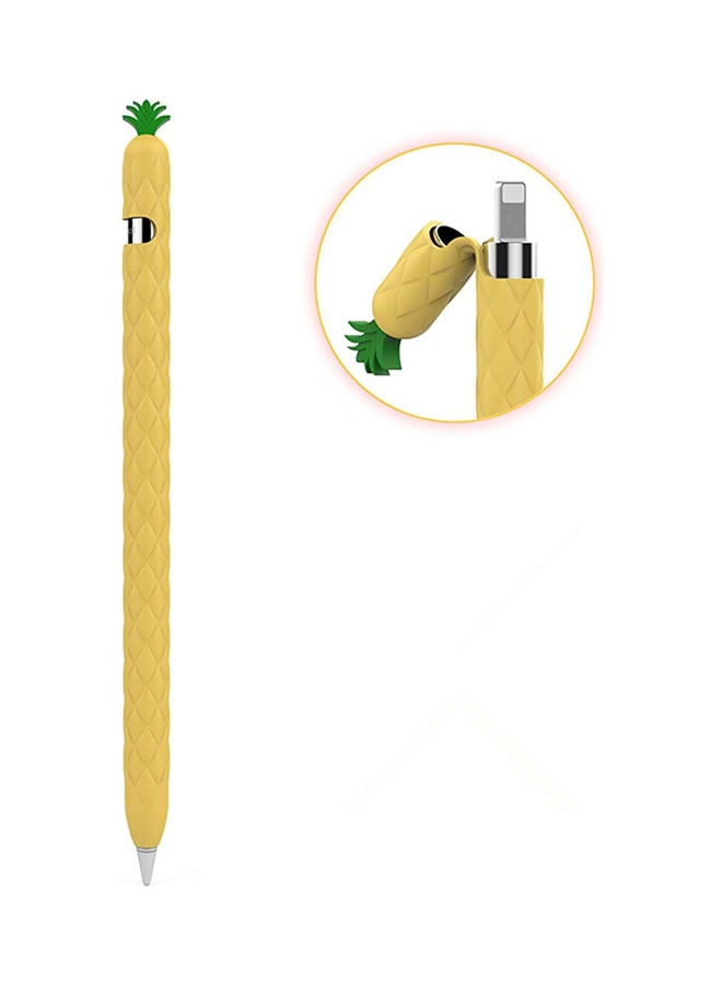 Pineapple Cartoon Silicone Sleeve Case Cover With Apple Pencil 1st  Generation Yellow - Image 1