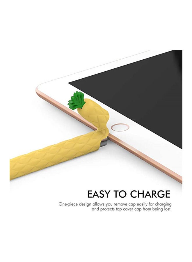Pineapple Cartoon Silicone Sleeve Case Cover With Apple Pencil 1st  Generation Yellow - Image 4