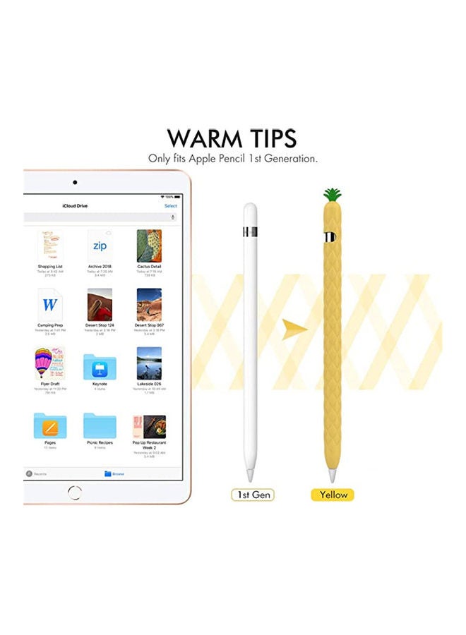 Pineapple Cartoon Silicone Sleeve Case Cover With Apple Pencil 1st  Generation Yellow - Image 2