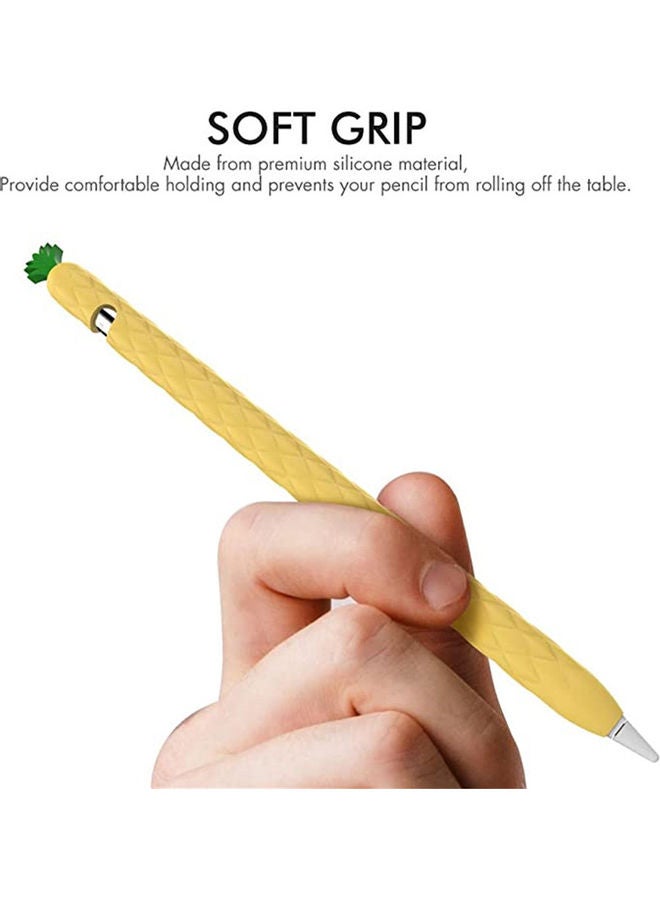 Pineapple Cartoon Silicone Sleeve Case Cover With Apple Pencil 1st  Generation Yellow - Image 3